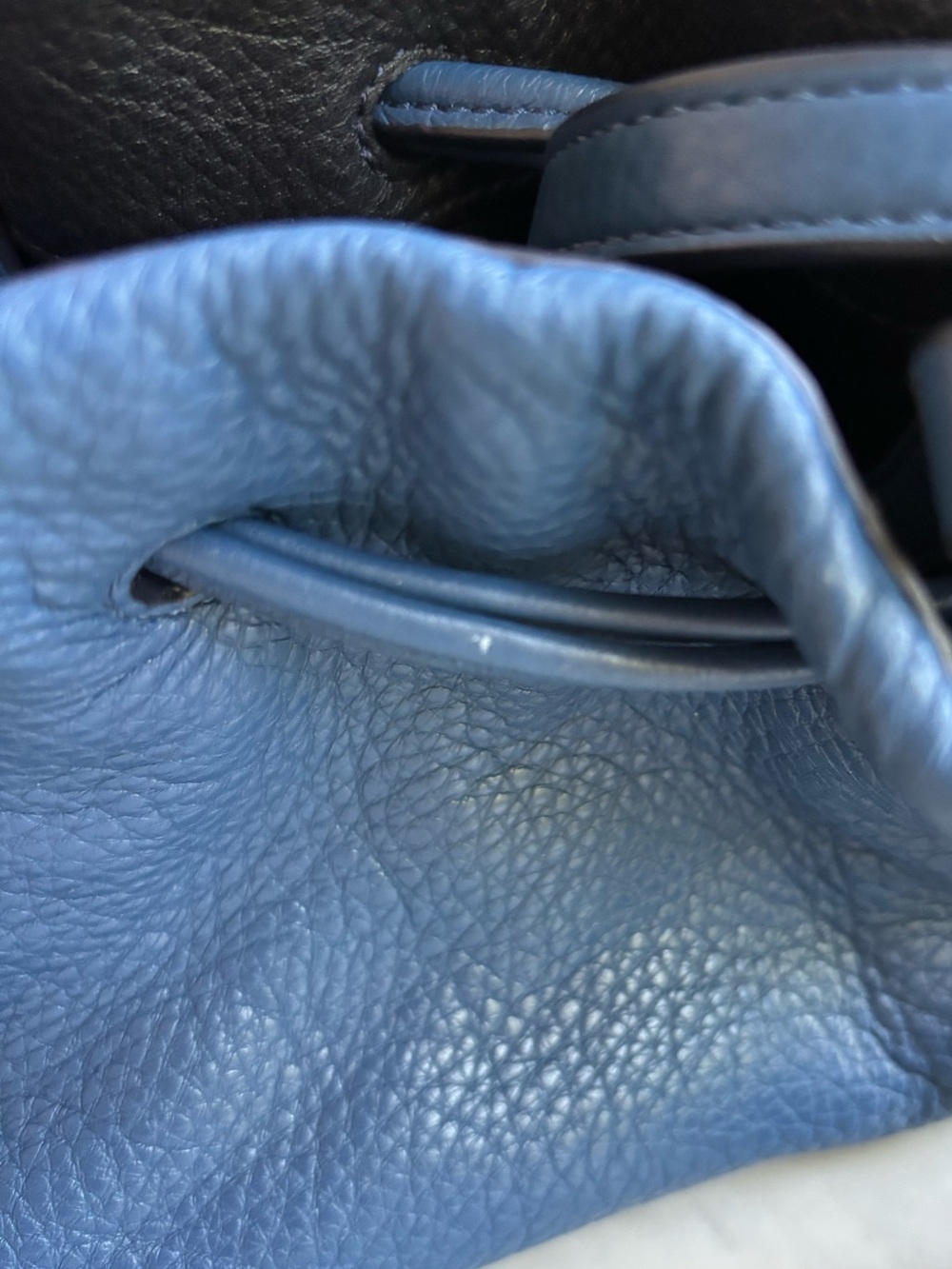 COACH Pebbled Leather Blue Drawstring Petal Bag with Matching Bag Charm - Picture 9 of 13